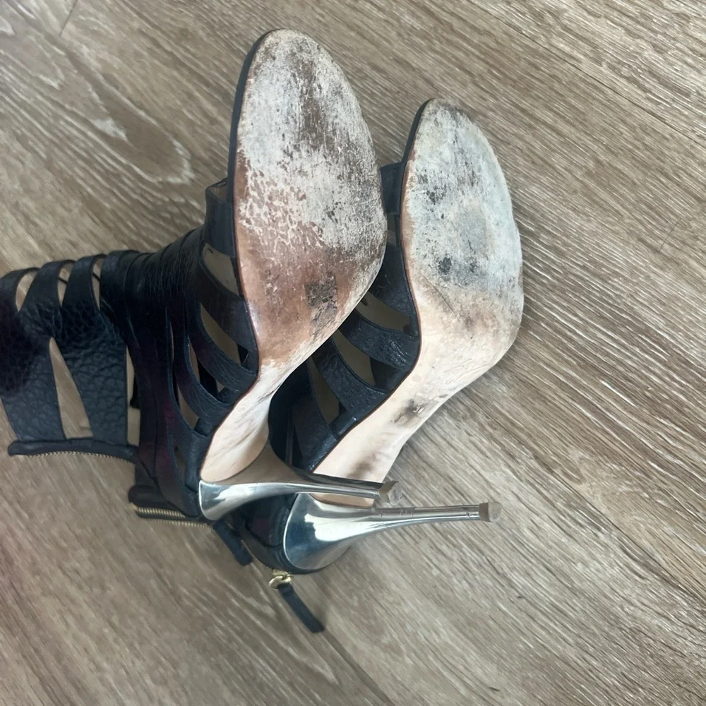 Giuseppe Zanotti Black and Silver Strappy Ankle Boots - Picture 3 of 3